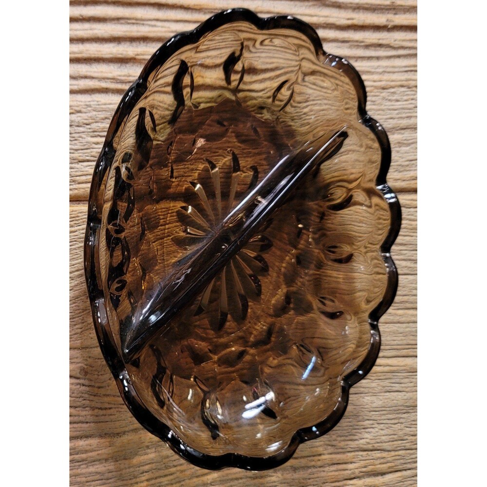Vintage Tawny Brown Anchor Hocking Pickle Dish.